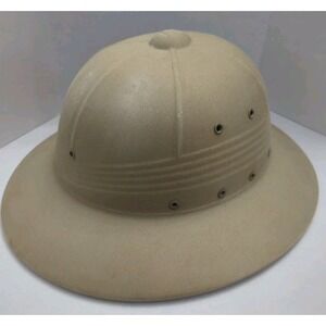 Vintage Military Pith Sun Hat Hard Helmet With Chin Strap 8415-161-4773
